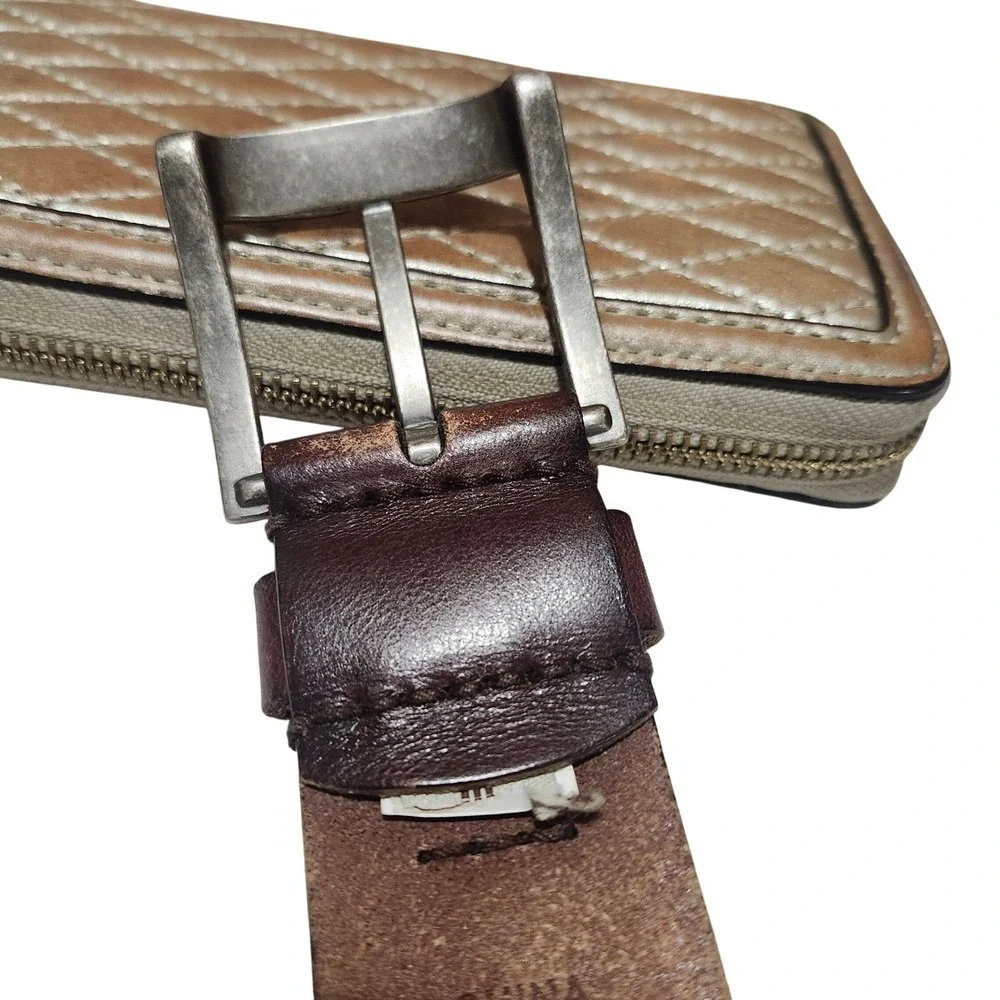 Fossil Belt Mens 32 Brown Genuine Leather Distressed Fossil 54 Rustic Basic
